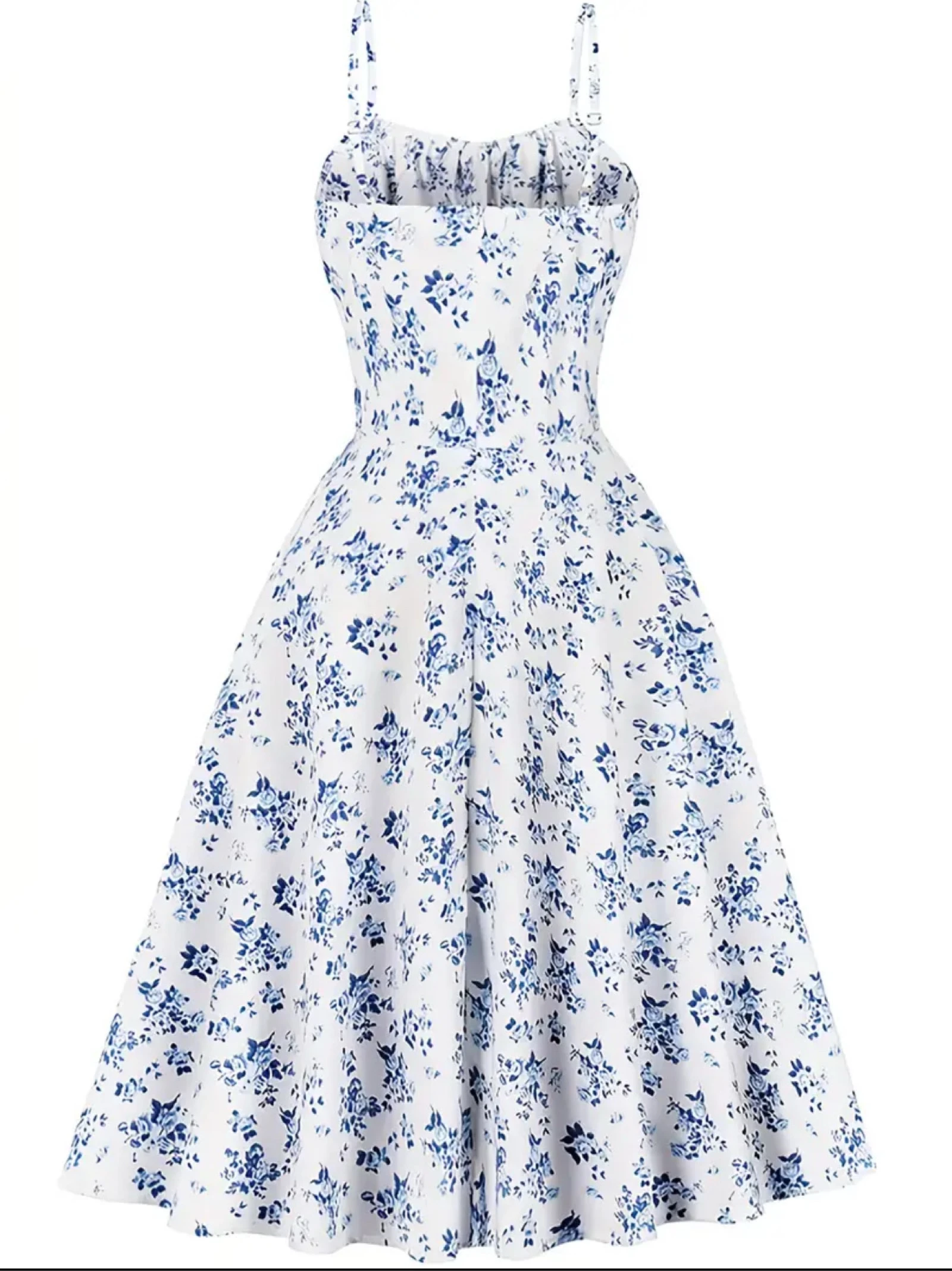 Retro mouwloze jurk met schouderbanden met bloemenprint maat M – photo 2